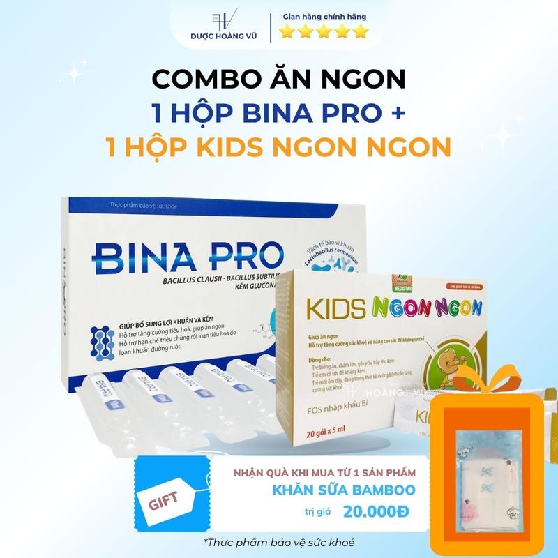 [DHV] Combo Bé ăn ngon, tiêu hoá khoẻ Men vi sinh BINA PRO + Siro ăn ngon KIDS NGON NGON | Giúp bé ăn ngon, ngủ ngon, cải thiện tiêu hóa