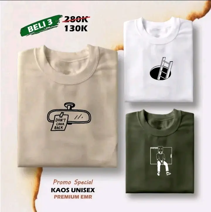 (PROMO COD)kaos 3 pcs Kaos Distro Pria 100% Katun Combed 30s Keren Tebal Casual Sablon Dewasa Motif Pendek Branded Logo Nyaman Simple Variasi