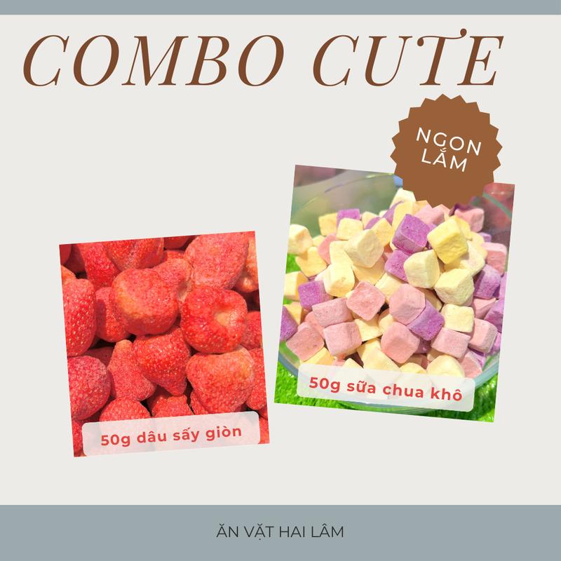 CB gồm 50g dâu tây & 50g sc khô Dâu Tây Sấy Giòn Thăng Hoa Ăn Vặt Đà Lạt Ngon Miệng Chua Ngọt Dễ Ăn,Snack Thực Phẩm Ăn Liền Food Thức Ăn Snack D2