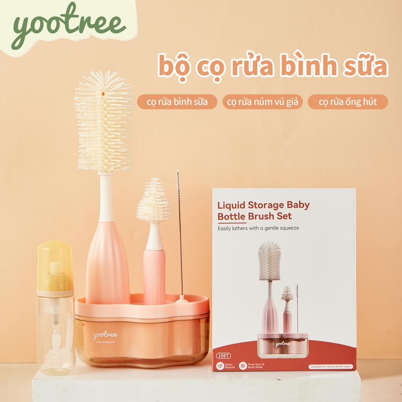 yootree Bộ Bàn Chải Bình Sữa Thiết Kế Nhấn Đẩy Sáng Tạo Để Làm Sạch Tốt Hơn Bàn Chải Làm Sạch Bình Sữa Cho Em Bé Thích Hợp Cho Máy Hút Sữa Và Hơn Thế Nữa Có Thể Tạo Bọt Để Làm Sạch Tốt Hơn