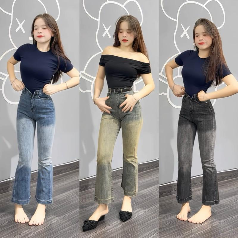 (89cm) Quần Jean Nữ Ống Loe Túi Thêu QC , Đủ Size S/M/L Shop Nhí ( L08 )