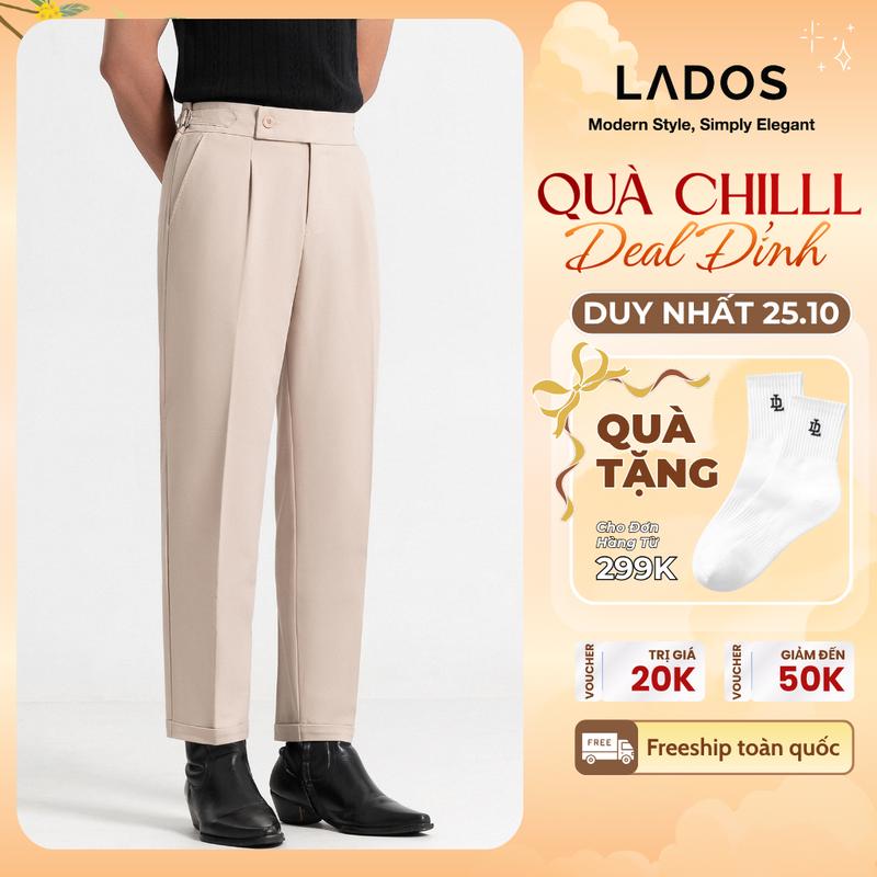 Quần Tây Âu Nam Cạp Cao Sidetab LADOS - 4093 Chất Vải Dày Dặn, Thoáng Mát Kiểu Dáng Silmfit Tôn Dáng Nam Tính