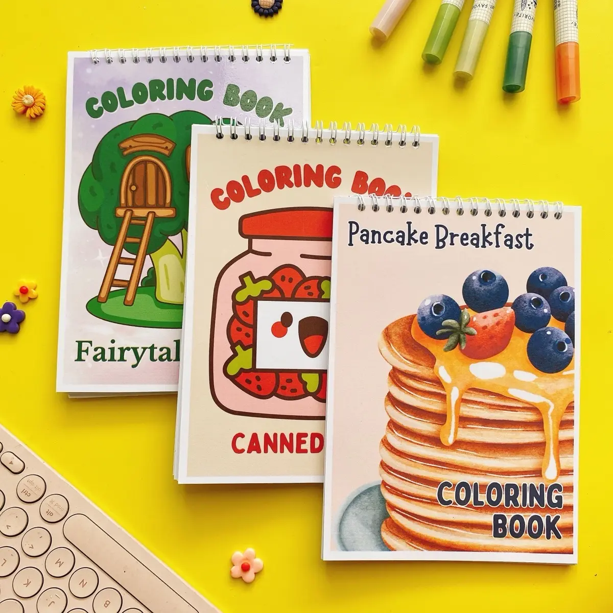 Coloring Book Buku Mewarnai Aesthetic Food Cat Christmas Fairy House