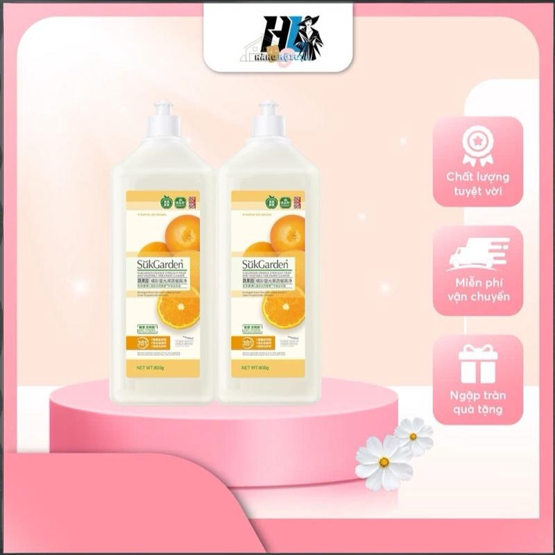 Combo 2 chai nước rửa hương cam hữu cơ sinh học Rau Củ QUả SukGarden, Rửa bát , rửa tay, loại bỏ dƯ lượng thuốc trừ sâu , bụi bẩn, nấm mốc ( chai 800g) Làm Sach NƯớc RỬa Chén ( tặng 1 gói khăn giấy 3 màu ) Làm Sạch