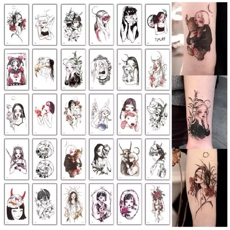 ISI 2 PAC RANDOM Tato Karakter Aesthetic Lucu Jepang anime - Tatto Temporer berwarna , Tato temporary Stiker Tato Halal wibu ISI 2 PAC RANDOM (BISA COD) Tubuh Wanita