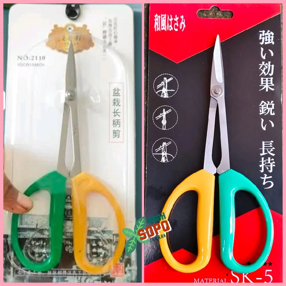 Alat Bonsai dan Berkebun, Gunting Pruning Bonsai dan Anggur, Kuning Hijau Panjang 21 cm