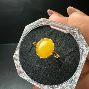 Cincin Mila Amber (Beeswax) Natural Crystal Ring S925