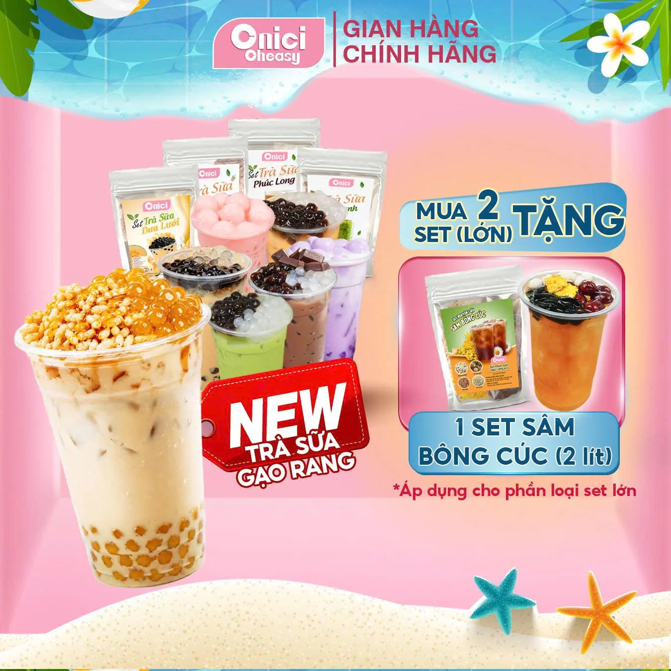 Set Trà sữa trân châu [set nguyên liệu làm Trà sữa Phúc Long 35 ly] 6 vị BẾP CỦA MẸ ONICI - kèm Công Thức nấu - Topping trân châu