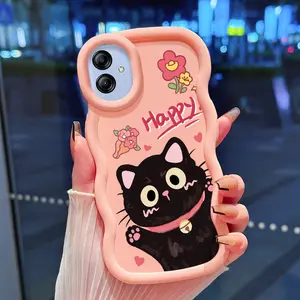 Casing Hp Untuk Samsung A04E Case pola Desain Kucing bunga Cesing Kasing baru Casing HP lensa kamera Kesing silikon Gelombang Softcase
