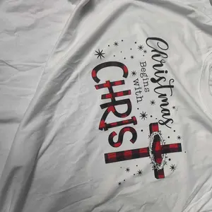 Kaos 24s 200 gsm Natal T-shirt Baju Kaos Merry Christmas I Begin With Christ I Atasan Distro Xmas Rohani Seragam Couple Keluarga Natal 2025 Atasan Katun A9220