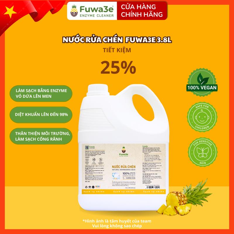 Nước rửa chén cho bé Fuwa3e 3.8L enzyme sinh học dứa– Làm sạch dịu nhẹ tiết kiệm 30% nước Kem 