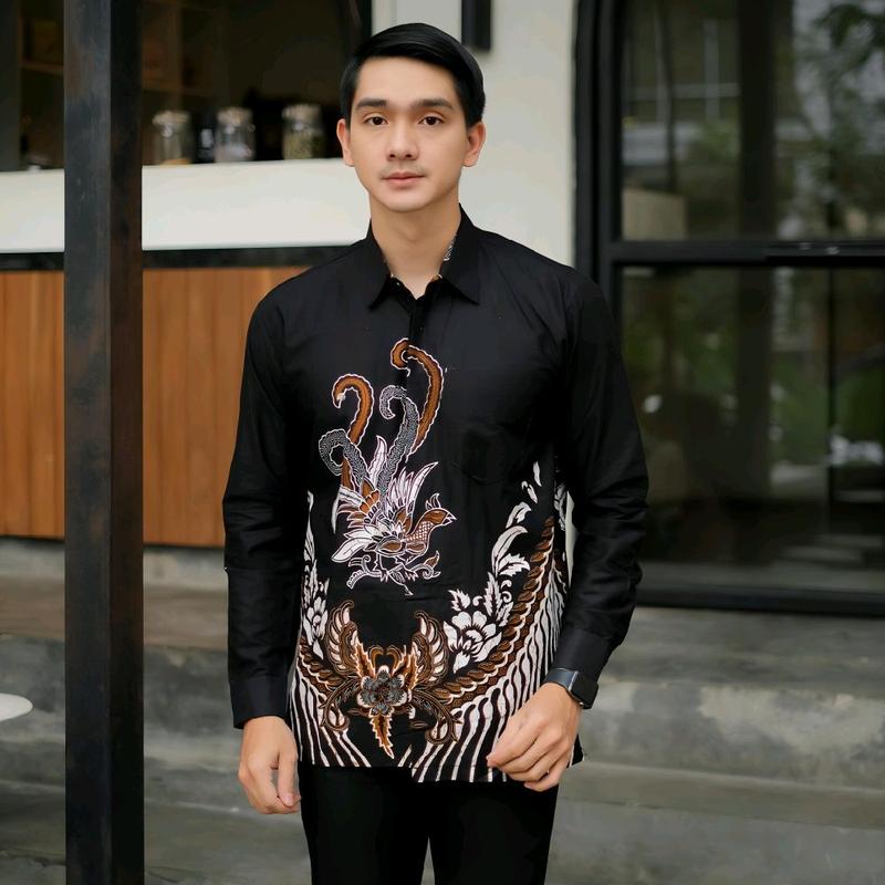 KEMEJA BATIK PRIA FORMAL LENGAN PANJANG MOTIF AYAM UKURAN M L XL XXL 0