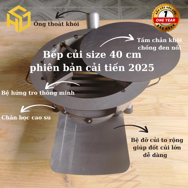 Bếp Củi không khói thông minh Tròn 40cm – Siêu Bền, Chống Đen Nồi,Có Ống Khói, Bệ Đỡ Củi & Hứng tro 4