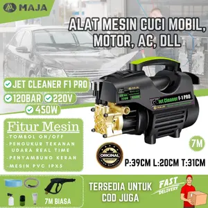 Jet Cleaner MAJA F1 Pro Premium Deluxe High Pressure Washer 120Bar 450W – Mesin Cuci Motor Mobil Semprotan Kencang Tekanan Tinggi Portable Alat Pembersih AC Mesin Steam Motor Mobil Hemat Listrik