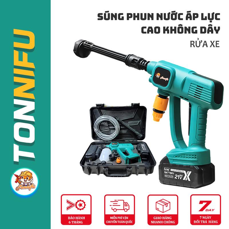 Máy Xịt Rửa Áp Lực Cao Tonnifu Xanh Lá Pin Lithium Mạnh Mẽ Tiện Lợi Đa Năng Tưới Cây Rửa Xe Kèm Bình Xịt