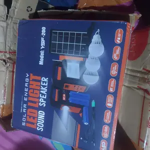 Solar Panel Bank Light 6.000 mAh Speaker Bluetooth Radio Senter Plus Lampu Bohlam 3 Pcs Ysf 200