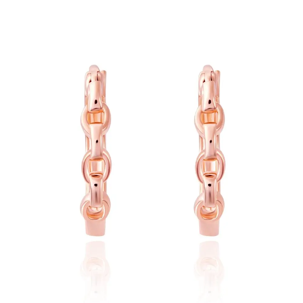 SK Jewellery Linked to You 14K Rose Gold Huggie Earrings
