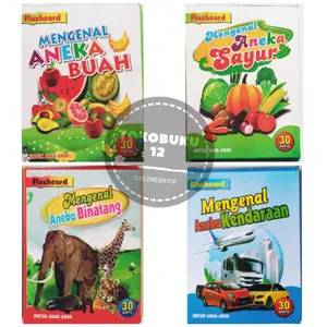 30 kartu Flashcard Mainan Anak Mengenal Buah Sayur Binatang Kendaraan - (BM)
