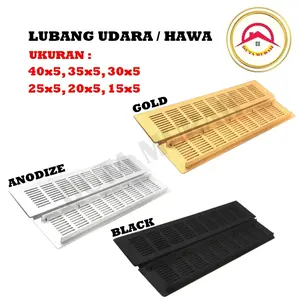 Sarangan Saringan Lubang Hawa / Lubang Udara / Lobang angin / Saringan Udara Kotak Ventilasi (Ukuran 5 x 15) Warna Hitam Dan Anodize
