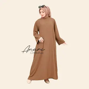 Anari Collection Abaya Polos Wanita Remaja Dewasa / Long dress Gamis Abaya Wanita polos / gamisabaya umroh muslim lebaran cantik simple elegan Ukuran S M L XL XXL / Maxi Syari Syar'i / Dress Pesta Kondangan Hitam