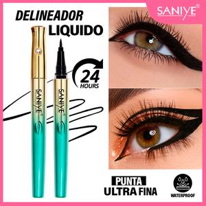 SANIYE Delineador de Ojos Líquido Ultra Fino, Secado Rápido, Duradero y Resistente al Agua, 24 Horas de Duración，Suave y no irritante.