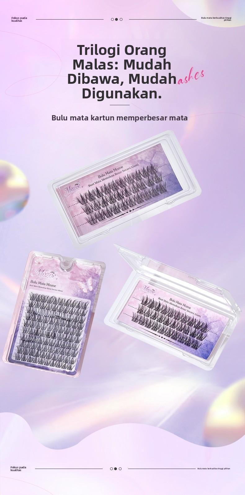 Mozoe Bulu Mata Eyelash Extension Cat Eye10 11 12mm Bulu Mata Palsu Waterproof Dengan Alat Gratis Disertakan 2 Kotak Hemat
