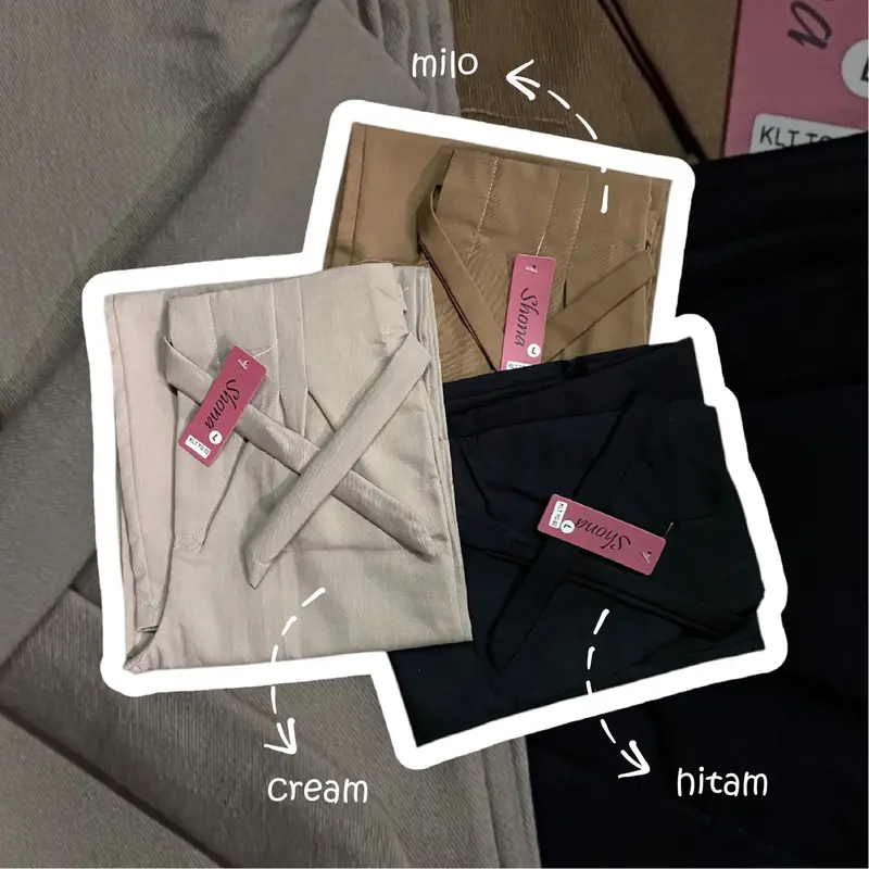 Shona - Celana Kulot Anak Perempuan Usia 7-15 Tahun Highwaist Pita Samping Panjang Katun Drill Casual Basic Loose Pants Terbaru 1