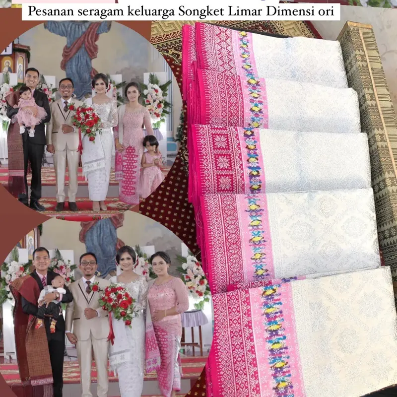 NEW Exclusive Songket Rakam Dimensi ORI /Nuansa pink,Magenta,/songket tenun asli palembang /ilham songket palembang 3