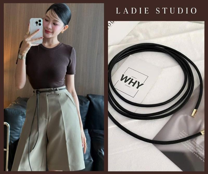Thắt Lưng Dây Da Bò Trơn Mảnh Không Khoá Cơ Bản Thanh Lịch, TL02, Ladie Studio