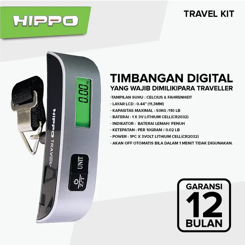 Hippo Travel Electronics Luggage Scale / Timbangan Koper Digital Traveller obeng magnetik 2
