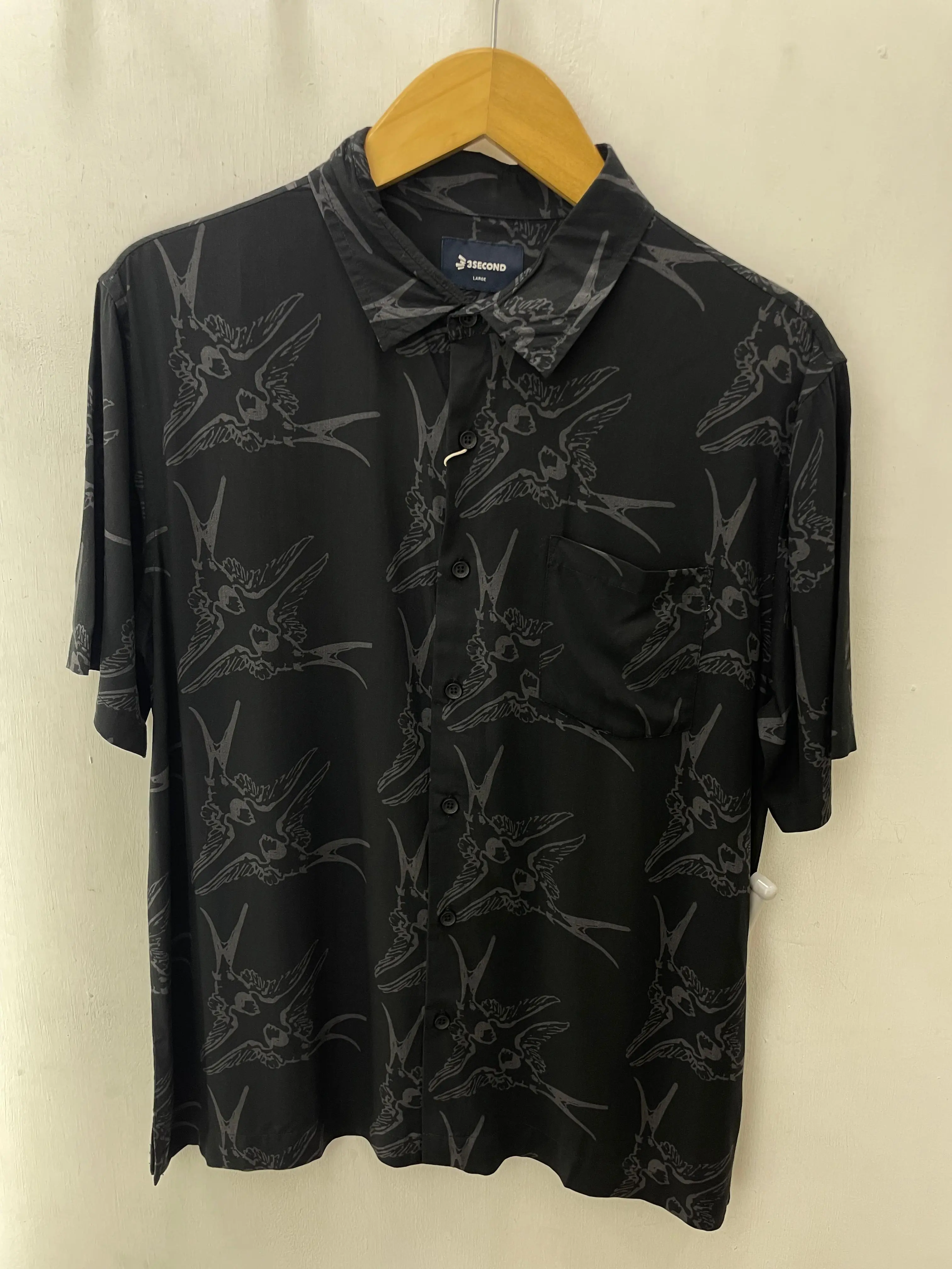 3Second Men's Shirt Short Sleeve Regular Fit Rayon Vibration S01102411