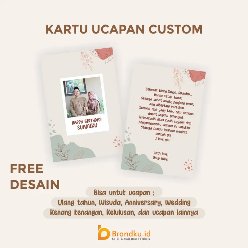 KARTU UCAPAN CUSTOM GREETING CARD CUSTOM KARTU UCAPAN ULANG TAHUN, WISUDA, ANNIVERSARY, PERNIKAHAN, KENANG KENANGAN, KELULUSAN, BEBAS TULIS KATA / KALIMAT, GREETING CARD CUSTOM BY BRANDKU.ID BRANDKU ID 2