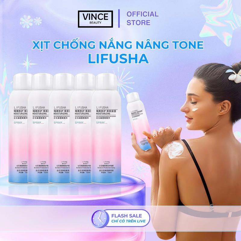 Combo 5 Chai Kem Chống Nắng Body DẠNG XỊT Sun Cream Whitening LIFUSHA  150ML Chai To Nhà Vincestore Suncreen Nữ Kem Chống Nắng