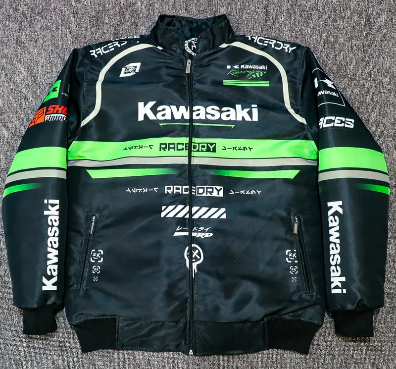 Jaket Nascar Kawasaki Internasional Full Printing Parasut Anti Air Pria Wanita 3