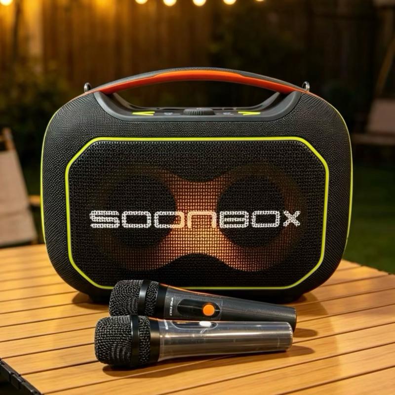 Loa Bluetooth Karaoke SOONBOX S6300PRO Kèm 2 Micro Không Dây, Công Suất 100W, Bluetooth 5.3, Pin 12000mAh, Đèn LED RGB
