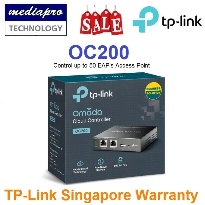 TP-LINK OC200 Omada Hardware Controller, Powered by PoE or Micro USB port ( Not come with AC Adapter ) - 5 Year Local TP-Link Warranty