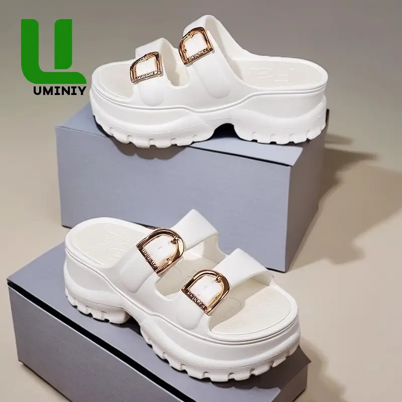 UMINIY Sandal Wanita Kekinian Tinggi 6CM Sandal Fuji Wanita Wedges Korea Sandal Jelly Wanita