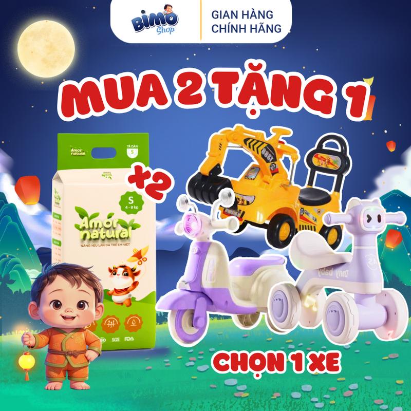 (2A) [TẶNG 1 XE CHO BÉ ] Combo 2 Bịch Tã/ Bỉm AMOR NATURAL VIỆT NAM Thoáng Khí Mỏng Nhẹ Cho Bé