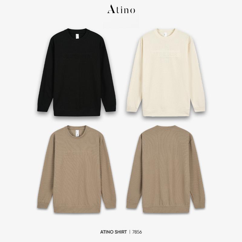  Áo Nỉ ATINO Hoạ Tiết Chữ Dập Nổi 2D form Regular L.4.7856 