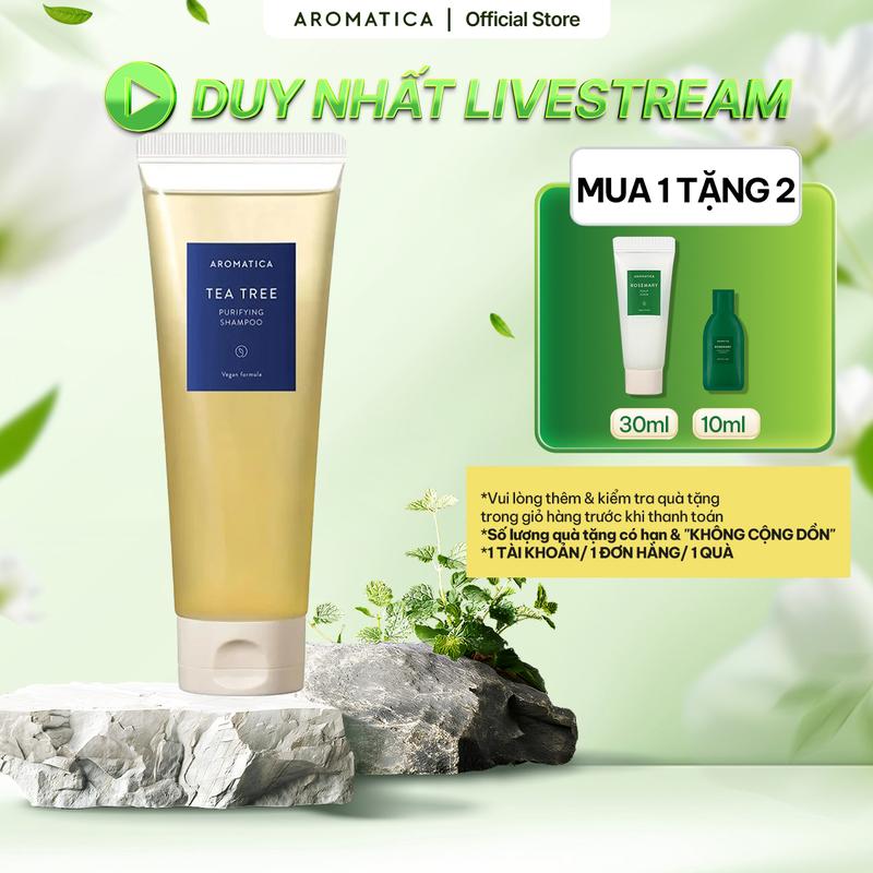   LIVE  Dầu gội Tràm trà Cho Da Đầu Aromatica Tea Tree Purifying Shampoo 180ml Chăm Sóc Tóc 