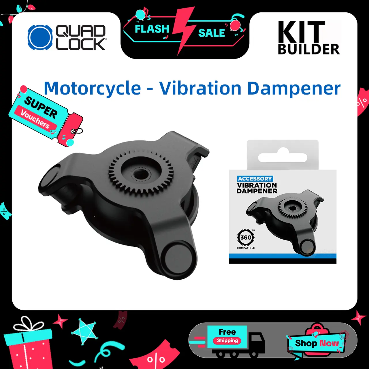 Quad Lock Vibration Dampener Mounts Suitable For Motorbikes Bikes Road Bikes Recreational Bikes Mountain Bikes