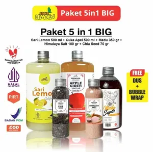 SUUR LEMOEN Paket 5 in 1 BIG Cuka Apel Sari Lemon Madu Hutan Chia Seeds Garam Himalaya - By Lemoen 86