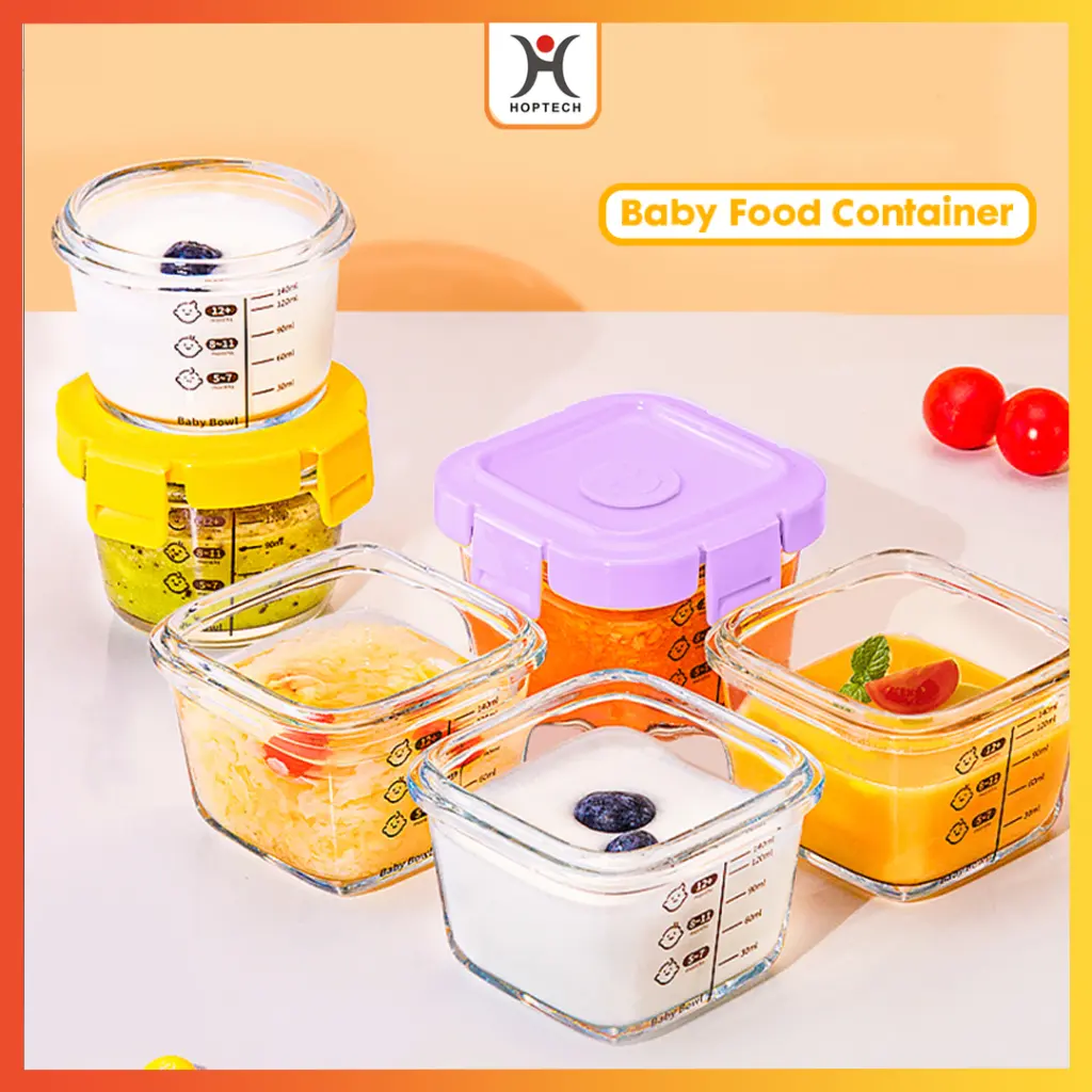 Baby Food Container Penyimpanan Mpasi Bayi Wadah Kaca Penyimpanan Bpa Free