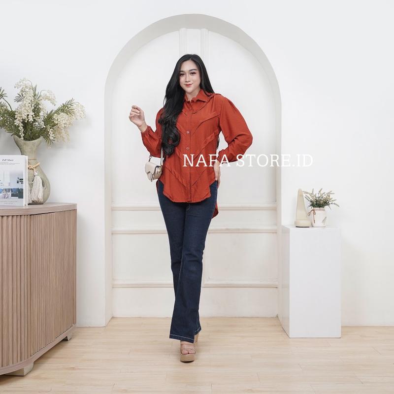 Product Introduction of Medina Blouse Kemeja Polos Atasan Wanita Polo Linen 2