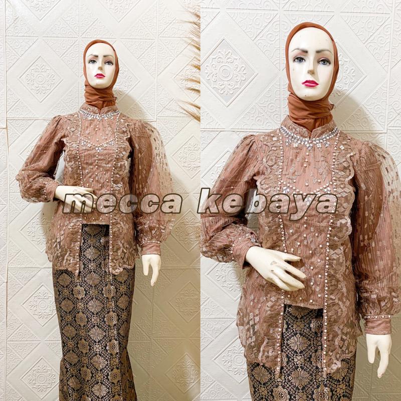 Kebaya Kutubaru Tille Bordir Premium Part 1 | Kebaya Kutubaru Payet Tangan Balon| Kebaya Modern Wisuda Dress Kerah Baju Kondangan Pesta Wanita Setelan Atasan Motif Tunik 7