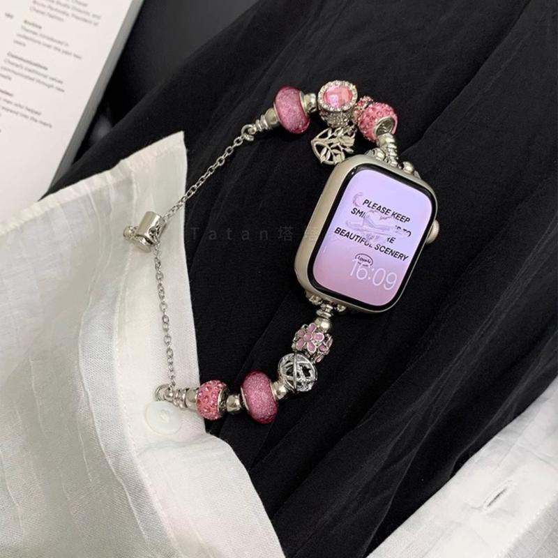 ROJO FOX Pink Pearl Gelang Tali Jam Elegan Strap tali jam tangan smartwatch iWatch Women's Watch Bands | Stylish Straps 9