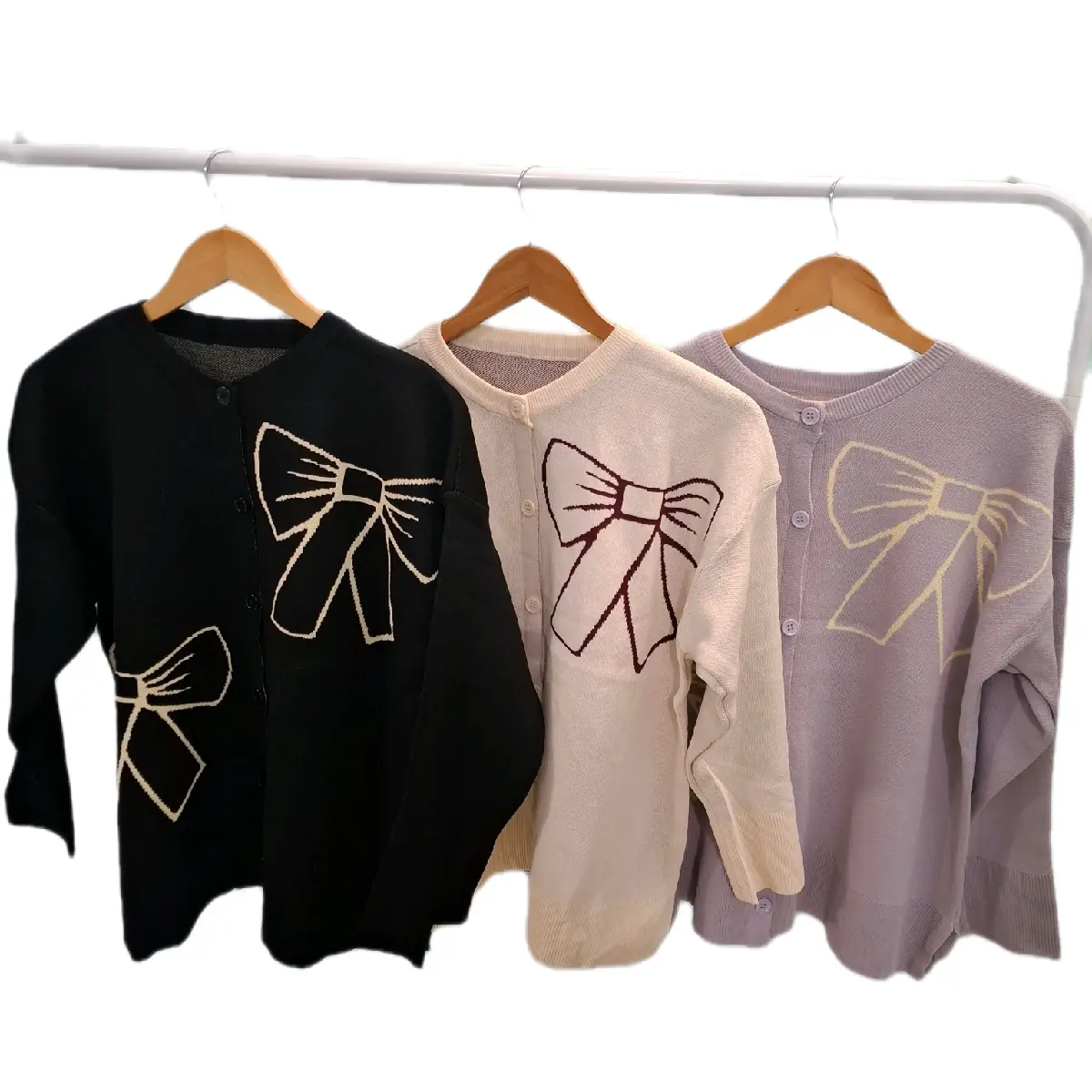 Cardigan Ribbon Knitwear Longsleeve
