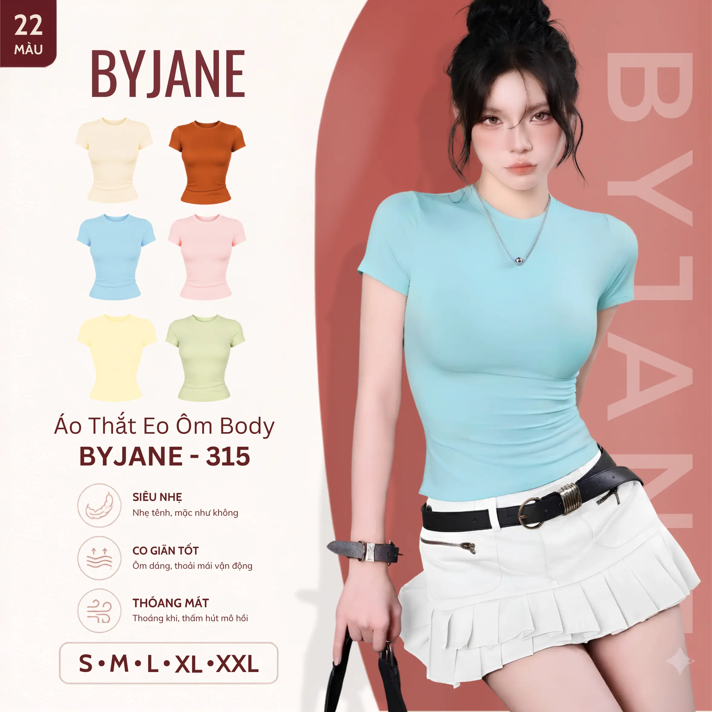 [MÀU MỚI] Áo Thắt Eo Ôm Body BYJANE Chất Thun Mịn Trơn Women S M L XL XXL - 315