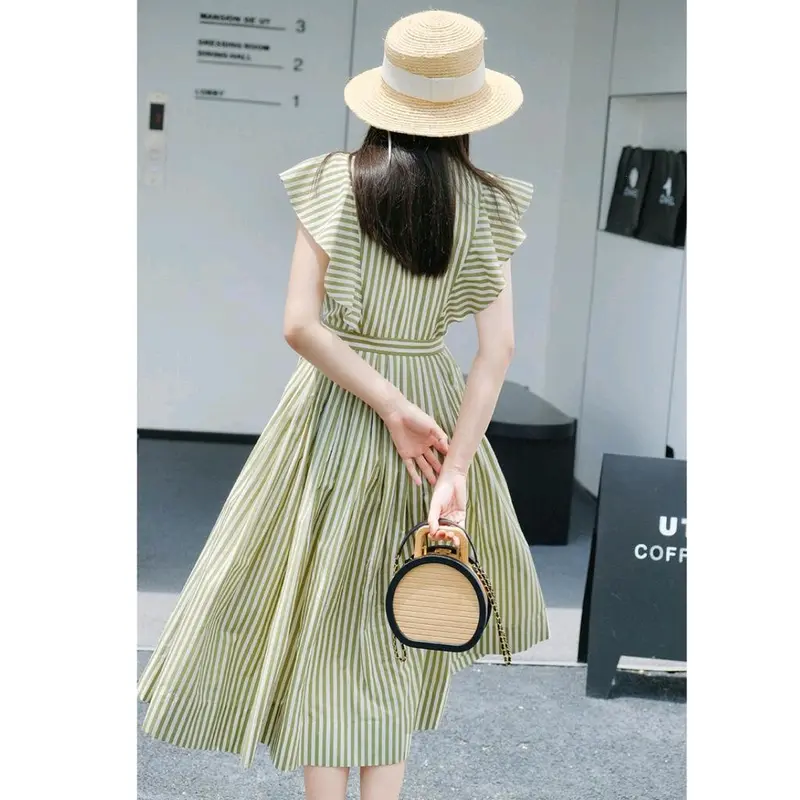 TM 14011 Dress Midi Marilyn Striped Ruffle 3