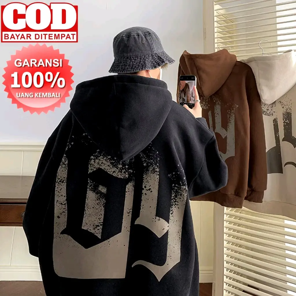 PROMO COD Hoodie BieSixNine Hoodie Besar Pria Wanita Hoodie Hybskr Streetwear Y2K Sweter Bertudung Pria Wanita Longgar Jumbo M - XXXXXL Gambar Cetak Huruf Mode Pria Musim Gugur Musim Dingin Pullover Uniseks